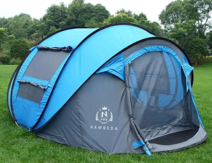 A camping tent on grass