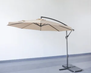 A large umbrella on a stand
